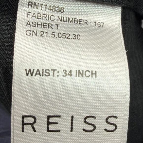 Reiss Asher T Linen Pants Navy Blue Plaid Mens Sz 34 Preppy Academia - Picture 4 of 10
